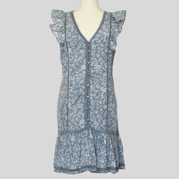 LUCKY BRAND  Floral Dress Blue Size M - Picture 1 of 9